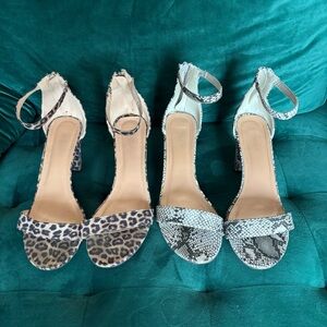 Leopard & Snakeskin chunky heels sandals bundle